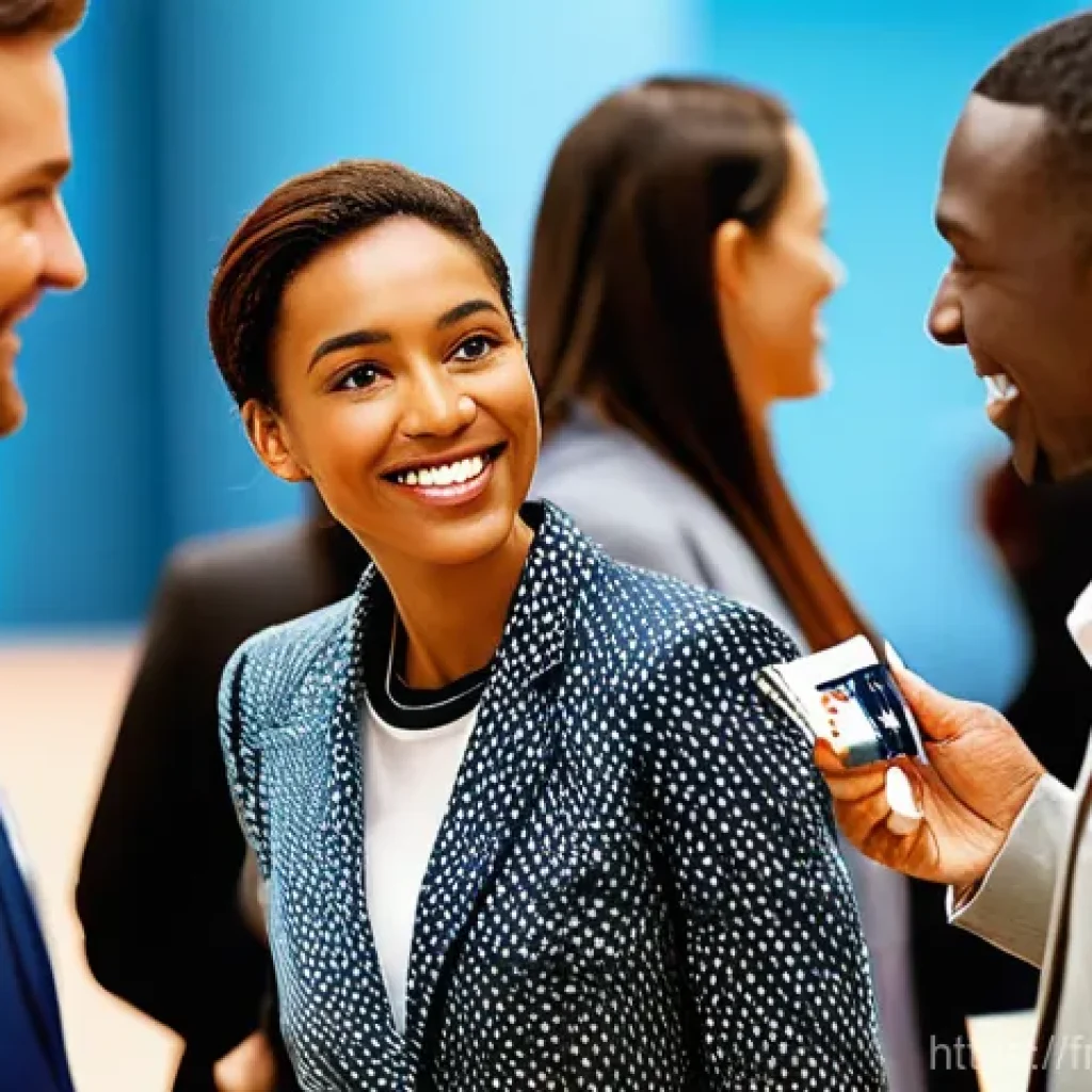 스포츠마케팅 전문가의 네트워킹 성공 사례 - **Prompt:** A dynamic and inclusive networking event taking place in a modern, brightly lit conventi...