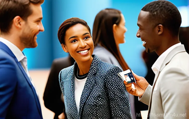 스포츠마케팅 전문가의 네트워킹 성공 사례 - **Prompt:** A dynamic and inclusive networking event taking place in a modern, brightly lit conventi...