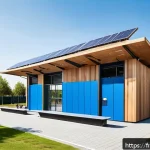Home 23 스포츠 이벤트 운영에서의 환경 친화적 요소 - A vibrant outdoor sports event in France showcasing eco-friendly modular stadium infrastructure made...
